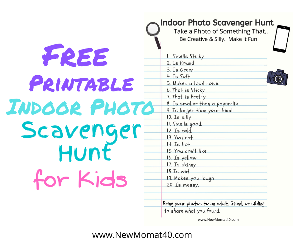 Free Indoor Photo Scavenger Hunt for Kids - New Mom at 40